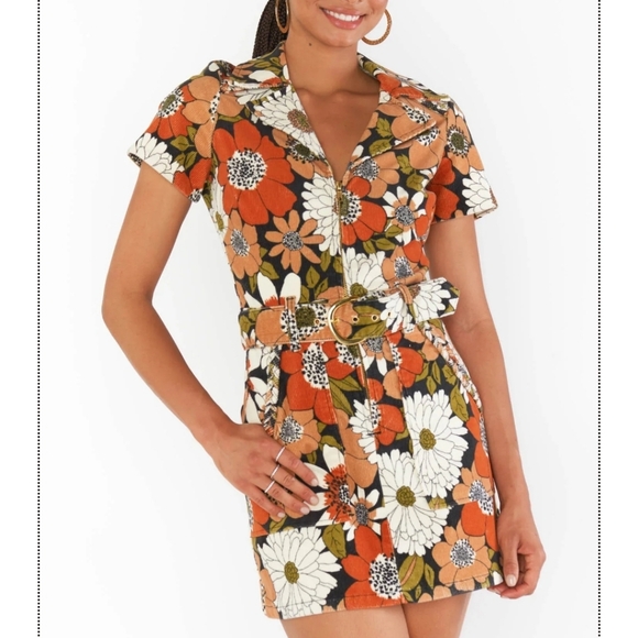 Show Me Your MuMu Orange and Black Floral Dress - Picture 9 of 9